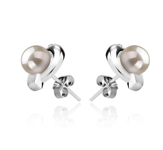 6-7mm AAAA Quality Freshwater Cultured Pearl Earring Pair in Zorina White