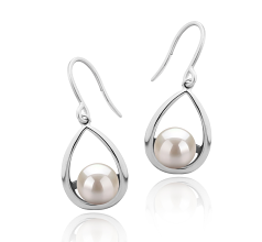 7-8mm AAAA Quality Freshwater Cultured Pearl Earring Pair in Marcia White