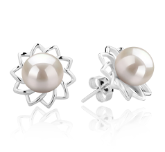 7-8mm AAAA Quality Freshwater Cultured Pearl Earring Pair in Morgan White