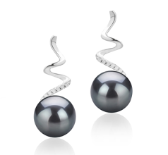 8-9mm AAAA Quality Freshwater Cultured Pearl Earring Pair in Lolita Black