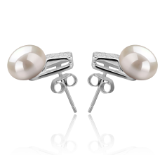 8-9mm AAA Quality Freshwater Cultured Pearl Earring Pair in Alina White