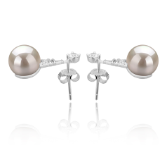 8-9mm AAAA Quality Freshwater Cultured Pearl Earring Pair in Eiffer-Tower White