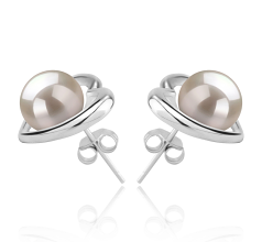 8-9mm AAAA Quality Freshwater Cultured Pearl Earring Pair in Kimberly-Heart White