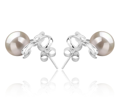 8-9mm AAAA Quality Freshwater Cultured Pearl Earring Pair in Kayla White