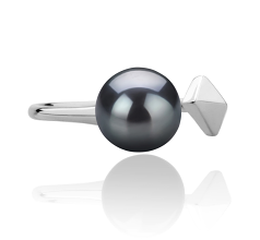 7-8mm AAAA Quality Freshwater Cultured Pearl Ring in Alma Black