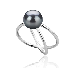 8-9mm AAA Quality Freshwater Cultured Pearl Ring in Esty Black