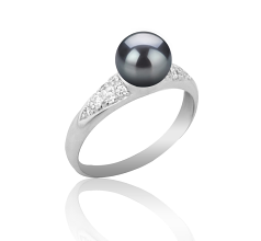 6-7mm AAAA Quality Freshwater Cultured Pearl Ring in Cristy Black