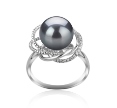 9-10mm AAA Quality Tahitian Cultured Pearl Ring in Bobbie Black