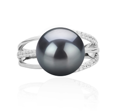 10-11mm AAA Quality Tahitian Cultured Pearl Ring in Layana Black