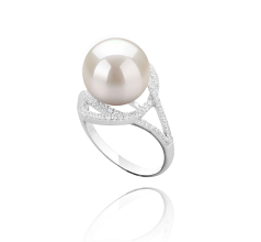 10-11mm AAAA Quality Freshwater Cultured Pearl Ring in Maddie White