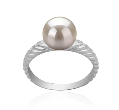 8-9mm AAAA Quality Freshwater Cultured Pearl Ring in Mada White