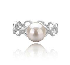 7-8mm AAAA Quality Freshwater Cultured Pearl Ring in Wave White