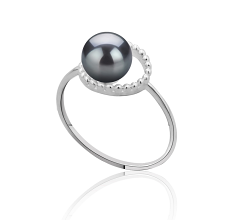 6-7mm AAAA Quality Freshwater Cultured Pearl Ring in Andy Black