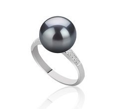 10-11mm AAAA Quality Freshwater Cultured Pearl Ring in Oana Black