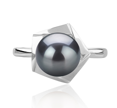 8-9mm AAA Quality Freshwater Cultured Pearl Ring in Anais Black
