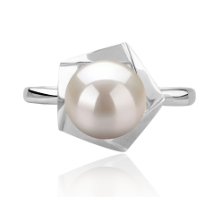 8-9mm AAA Quality Freshwater Cultured Pearl Ring in Anais White