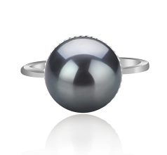 10-11mm AAA Quality Tahitian Cultured Pearl Ring in Tindra Black