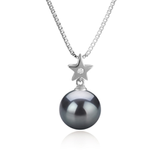 9-10mm AAA Quality Tahitian Cultured Pearl Pendant in Star Black