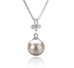 7-8mm AA Quality Japanese Akoya Cultured Pearl Pendant in Coralie White