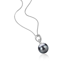 10-11mm AAA Quality Tahitian Cultured Pearl Pendant in Emilia Black