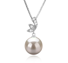 10-11mm AAAA Quality Freshwater Cultured Pearl Pendant in Justine White