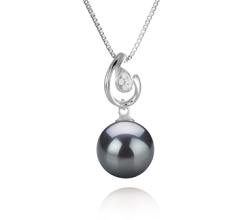 10-11mm AAA Quality Tahitian Cultured Pearl Pendant in Femke Black