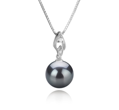 11-12mm AAA Quality Tahitian Cultured Pearl Pendant in Frida Black