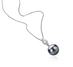 11-12mm AAA Quality Tahitian Cultured Pearl Pendant in Frida Black