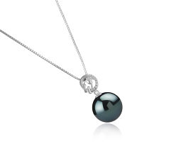 11-12mm AAA Quality Tahitian Cultured Pearl Pendant in Trish Black