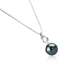 11-12mm AAA Quality Tahitian Cultured Pearl Pendant in Elin Black