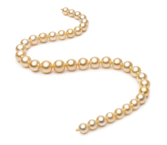 9.3-13.2mm AA+ Quality South Sea Cultured Pearl Necklace in 18-inch Gold