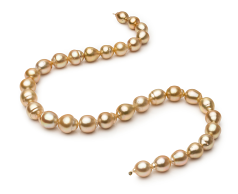 10.1-12.5mm Baroque Quality South Sea Cultured Pearl Necklace in 18-inch Gold