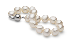 10-11mm Baroque Quality Freshwater Cultured Pearl Bracelet in Baroque Drop White