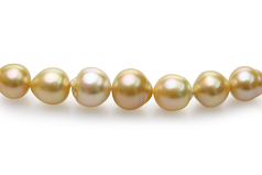 10-14mm Baroque Quality South Sea Cultured Pearl Necklace in 18-inch Gold