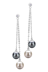 7-8mm AAAA Quality Freshwater Cultured Pearl Earring Pair in Dolly Black