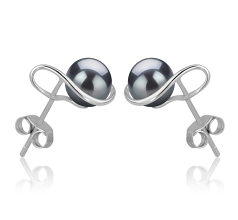 6-7mm AAAA Quality Freshwater Cultured Pearl Earring Pair in Tamika Black