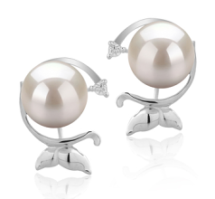 7-8mm AA Quality Japanese Akoya Cultured Pearl Earring Pair in Gilda White