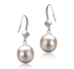 8-9mm AAAA Quality Freshwater Cultured Pearl Earring Pair in Ethel White