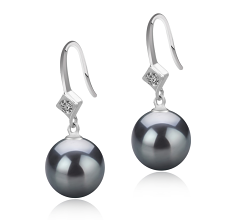 8-9mm AAAA Quality Freshwater Cultured Pearl Earring Pair in Ethel Black