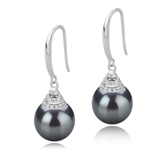 10-11mm AAA Quality Tahitian Cultured Pearl Earring Pair in Roxanne Black