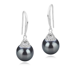 10-11mm AAA Quality Tahitian Cultured Pearl Earring Pair in Roxanne Black