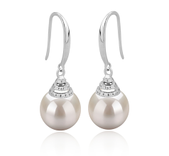 10-11mm AAAA Quality Freshwater Cultured Pearl Earring Pair in Roxanne White