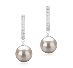 10-11mm AAAA Quality Freshwater Cultured Pearl Earring Pair in Ophelia White