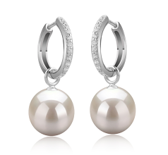 10-11mm AAAA Quality Freshwater Cultured Pearl Earring Pair in Rosalind White