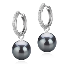 10-11mm AAA Quality Tahitian Cultured Pearl Earring Pair in Rosalind Black