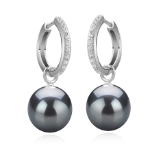 10-11mm AAA Quality Tahitian Cultured Pearl Earring Pair in Rosalind Black