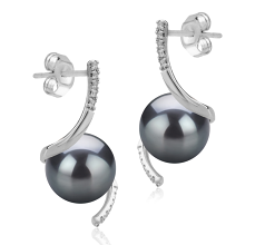 8-9mm AAAA Quality Freshwater Cultured Pearl Earring Pair in Mathilde Black