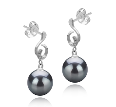 8-9mm AAAA Quality Freshwater Cultured Pearl Earring Pair in Priscilla Black