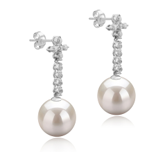 10-11mm AAAA Quality Freshwater Cultured Pearl Earring Pair in Raquel White