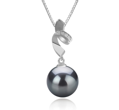 9-10mm AAA Quality Tahitian Cultured Pearl Pendant in Winola Black